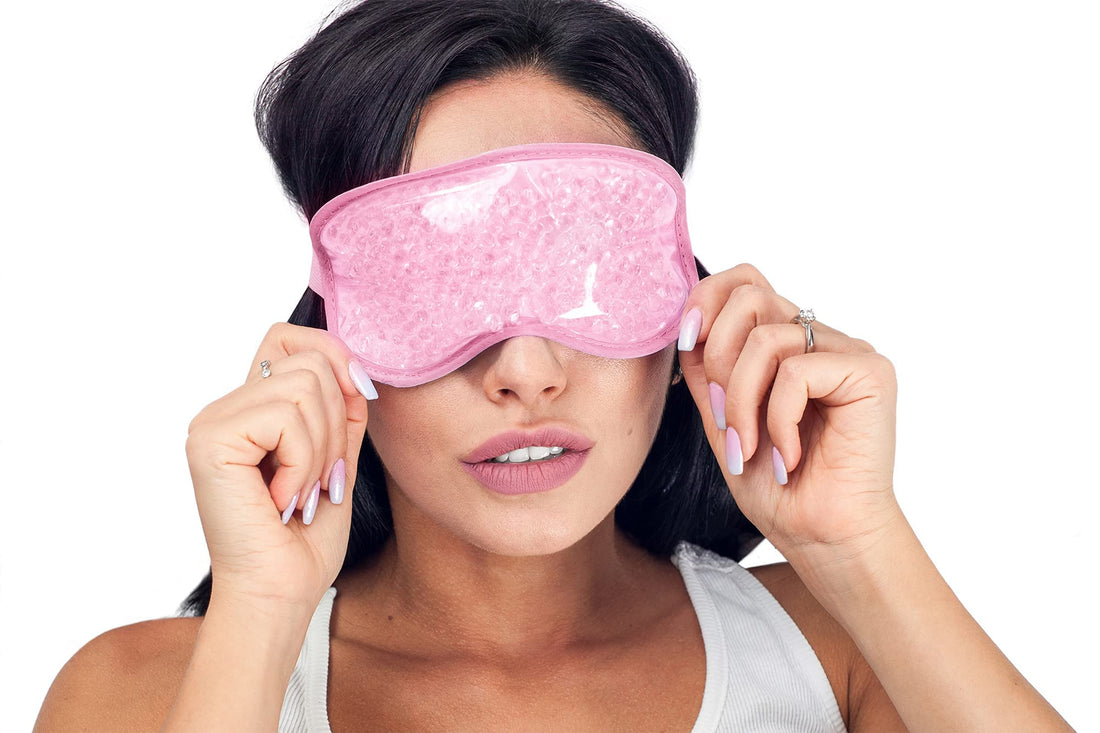 GARNO Gel Eye Mask - Puffy Eyes Dark Circles Relief - Cold & Hot Therapy - Mint Scented - Pink