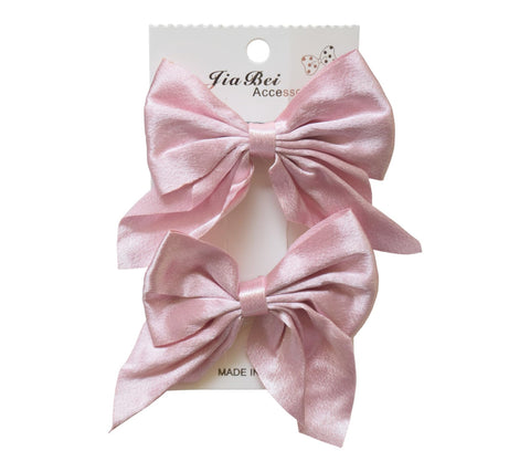 Daphne 2-Piece Girls Bow Hair Clip Set - Pink