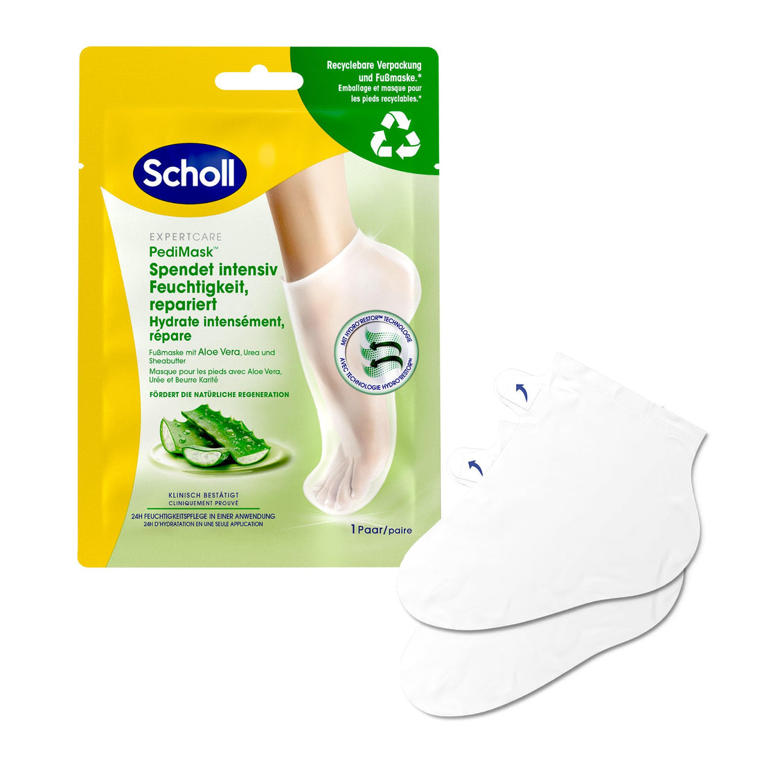 Scholl Expertcare Intensive Nourishing Foot Mask with Aloe Vera - Moisturising Care - 1 Pair of Disposable Socks
