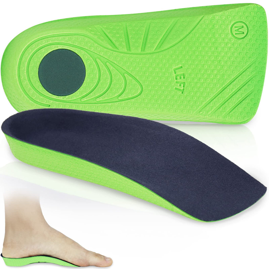 Plantar Fasciitis Arch Support Insoles for Men and Women, 3/4 Length Hard Orthotics Shoe Inserts with Deep Heel Cup for Flat Feet，Relieve Foot, Arch and Heel Spur Pain