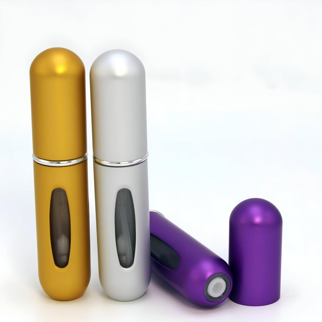 Portable Perfume Atomizers - Set of 3 5ml Refillable Bottles in Black, Silver, Pink for Effortless Travel and Daily Use