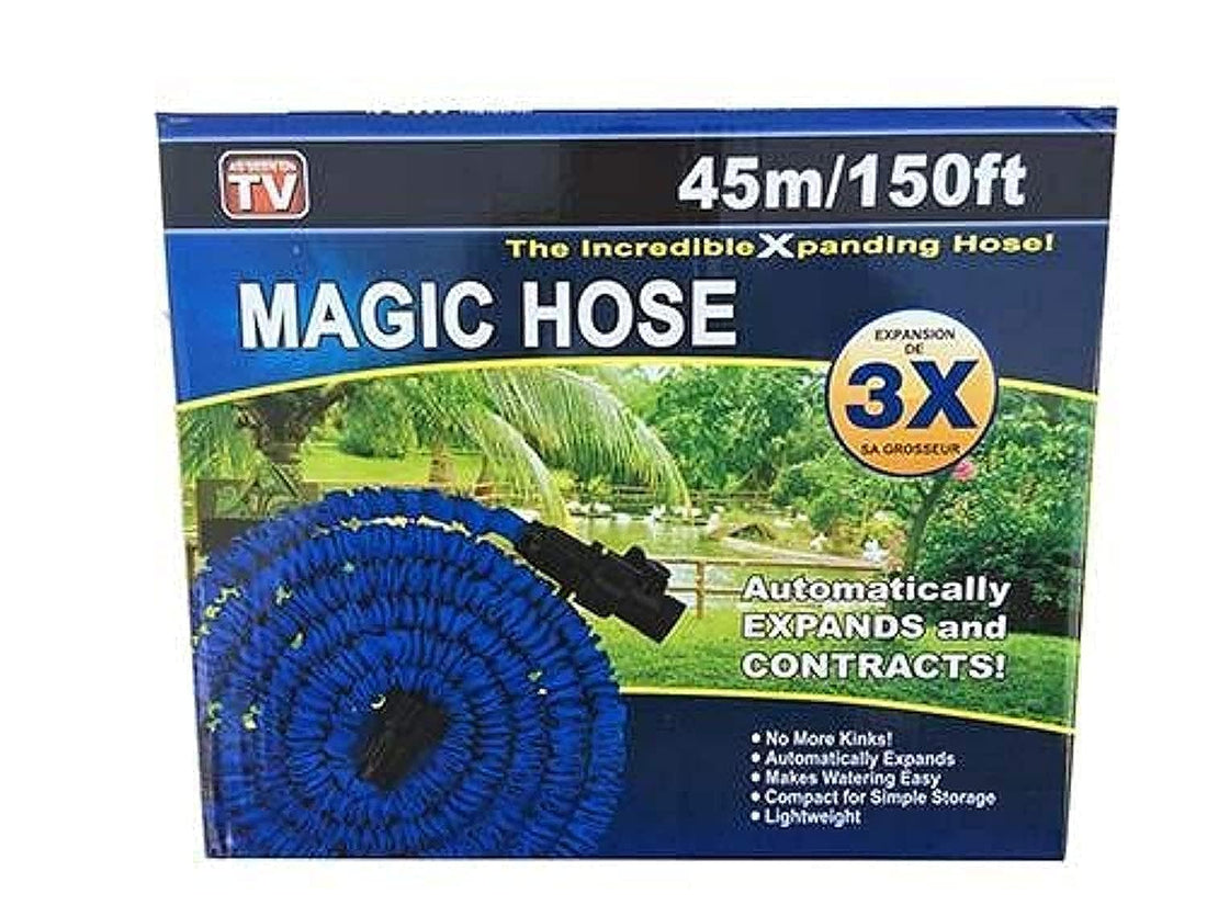 Magic Hose Expandable Water Hose with Water Pump Nozzle, Blue, 45m