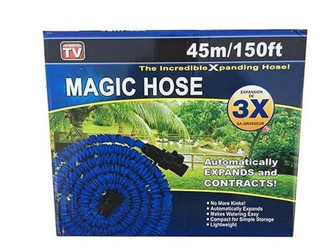 Magic Hose Expandable Water Hose with Water Pump Nozzle, Blue, 45m
