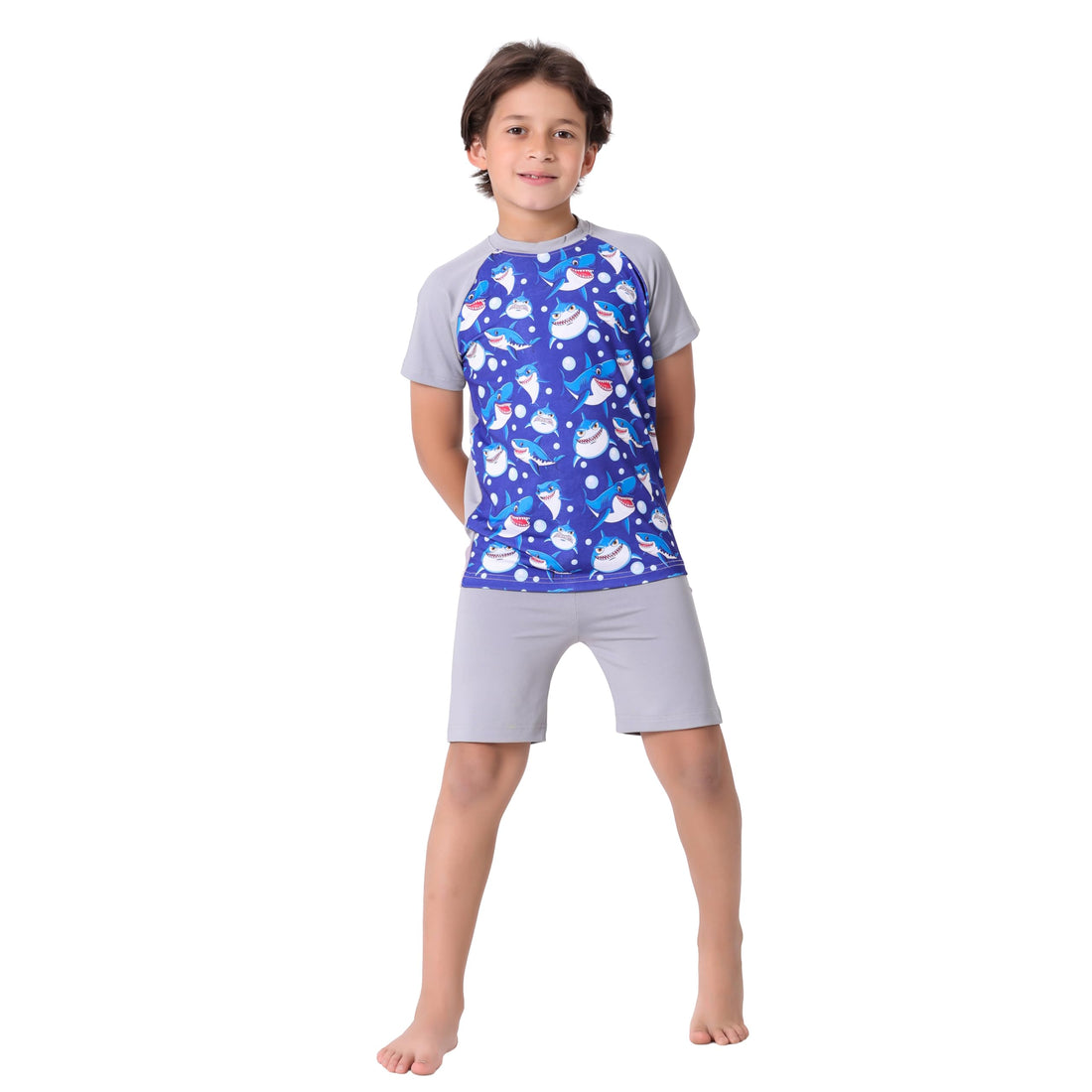 Boys Swimsuit 2 Piece – Kids Swimsuit Set T-Shirt and Shorts – Quick Dry Material – Comfortable and Elastic – Suitable for Sea & Basin – Kids Swimwear