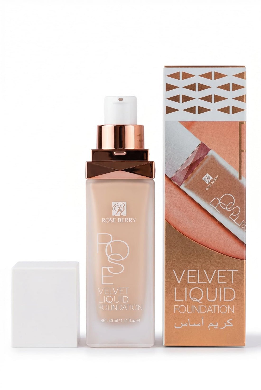 Rose Berry Velvet Liquid Foundation, Moisturized & Essence Double Effect, 40ml, Shade Natural Beige