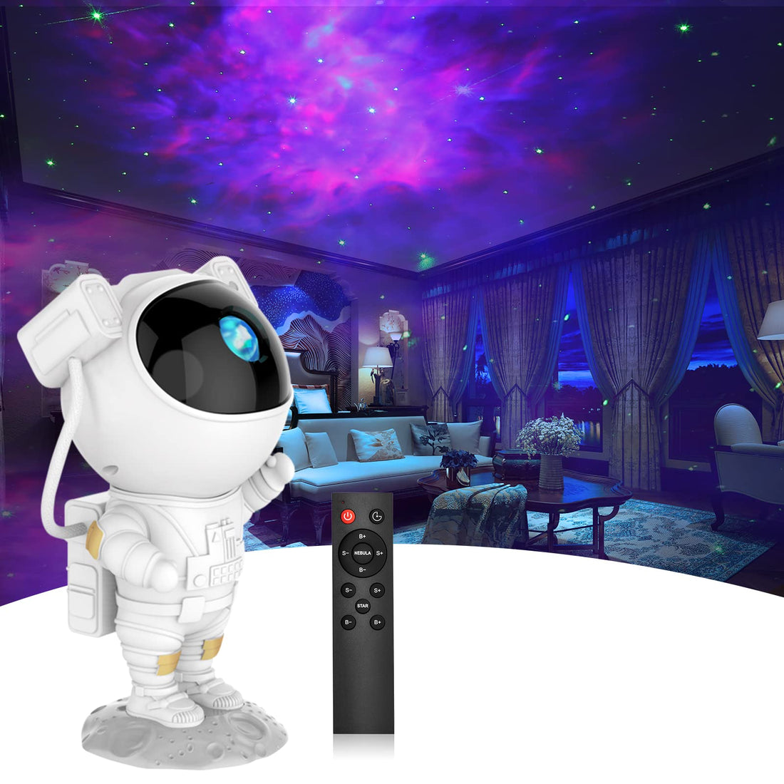Astronaut Star Projector Night Light - Kids Galaxy Nebula Night Light Projector with Timer & Remote, Starry Space Projector for Bedroom & Game Room, Great Gift for Children & Adults on Christmas