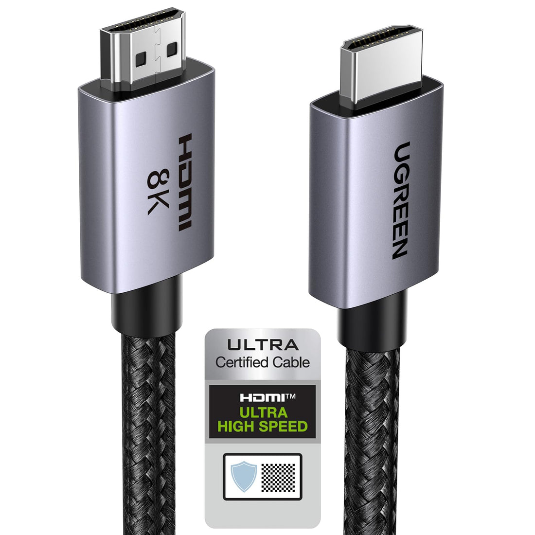 UGREEN HDMI 2.1 Cable Certified 8K 4K 120Hz 144Hz 165Hz 240Hz eARC HDR VRR UHD Dolby Vision Atmos HDCP 2.3 48Gbps Ultra High Speed Lead Compatible with PS5/4 Xbox Laptop PC TV Soundbar Monitor DVD(3M)