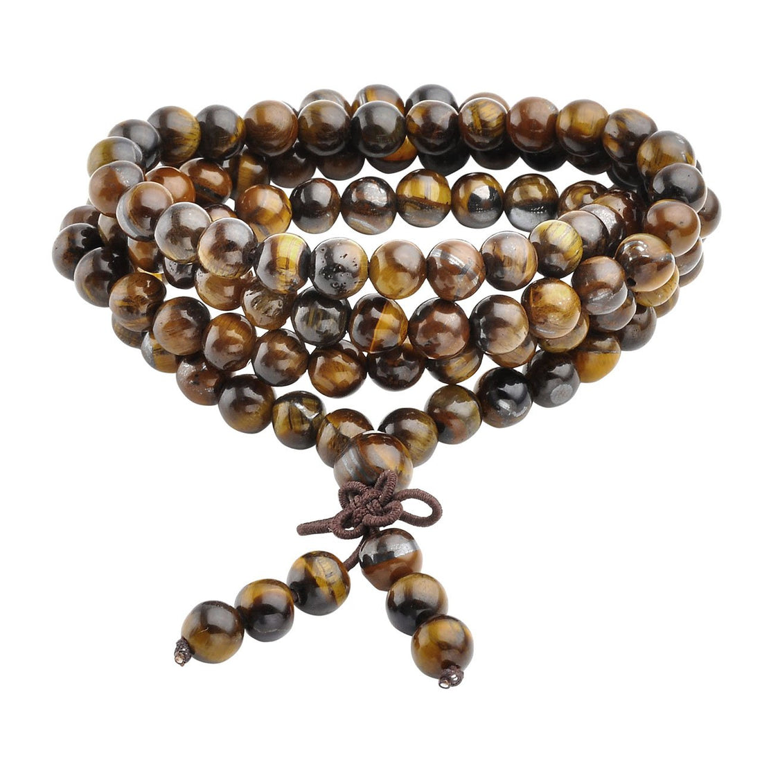 6mm 8mm 108 Prayer Beads Mala Bracelet,Natural Tiger Eye Stone Tibetan Buddhist Buddha Meditation Necklace