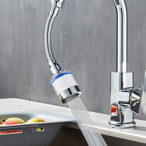 360 Degree Rotating Faucet Water Filter with 6 Replacement Cartridges Multi-Layer Impurity Removal Universal Kitchen Tap Purifier Attachment