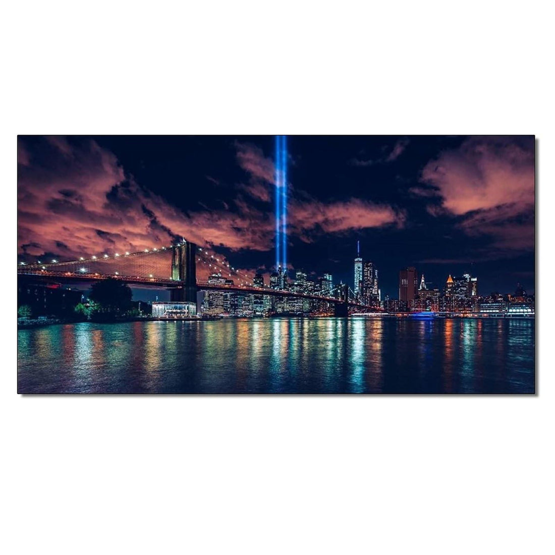 ESyem Posters Room Aesthetics Poster New York City Night Architecture Landscape Art Poster Canvas Art Poster And Wall Art Picture Print Modern Family Bedroom Decor 20x40inch(50x100cm) Frame-style
