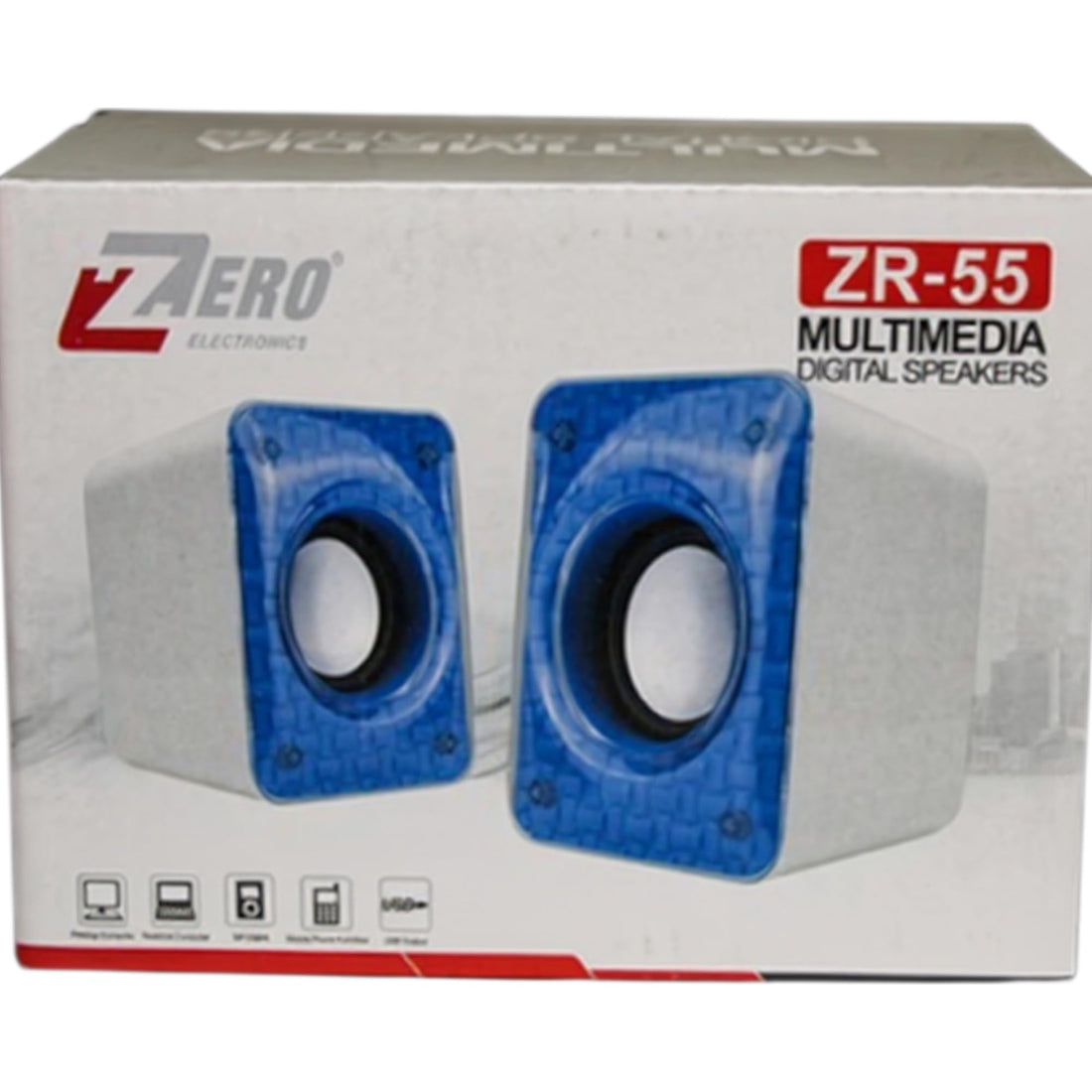 Computer PC Speaker Bar, USB Wired Desktop for PC with Colorful RGB LED Light,Stereo 2.0 USB Powered 3.5mm Aux Portable Gaming Multimedia Speaker for Computer Laptop, Music Player (ZR-55)