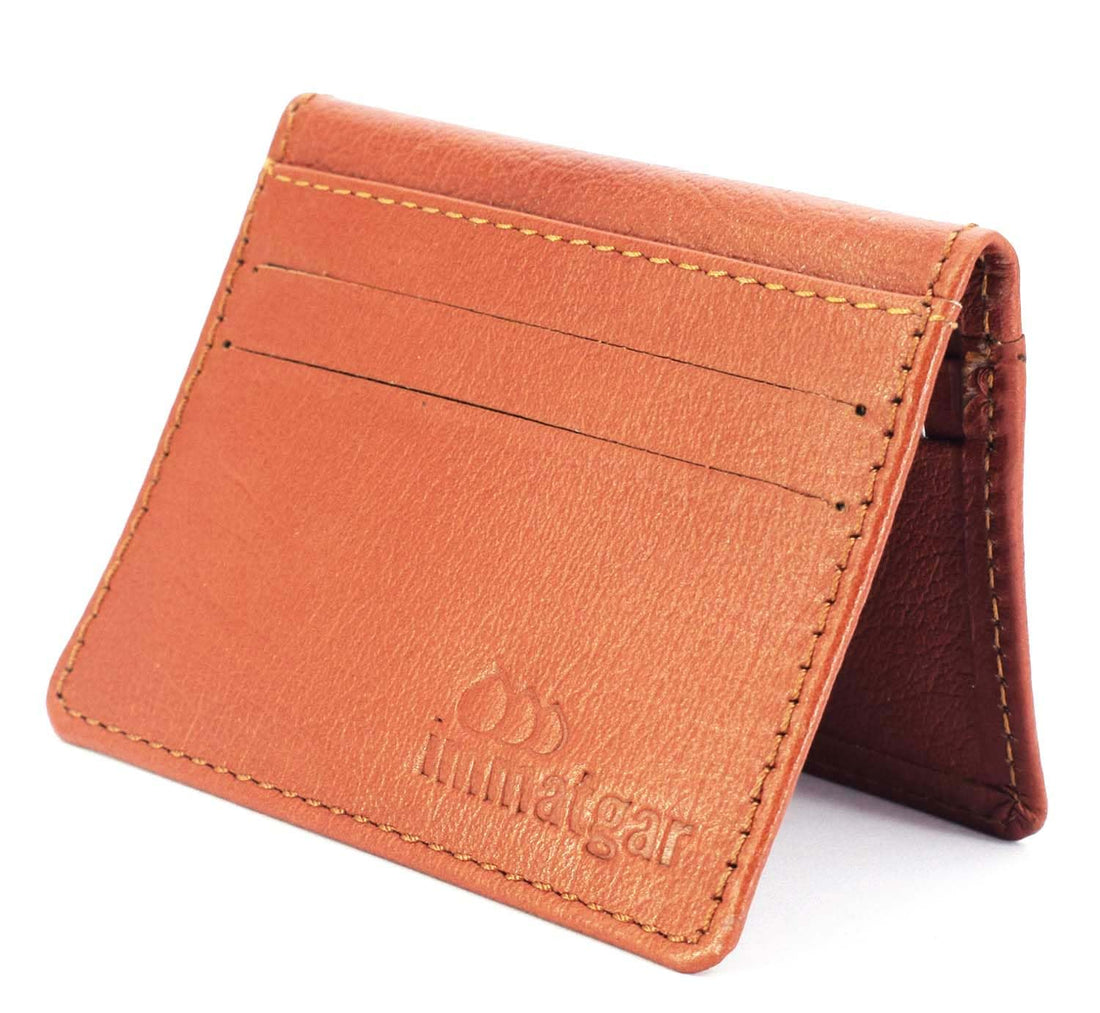 immatgar Premium Full-Grain Cowhide Leather card holder Wallet for Men – Luxury Gift Wallet Handcrafted Durable and Stylis (Havana - Style2)