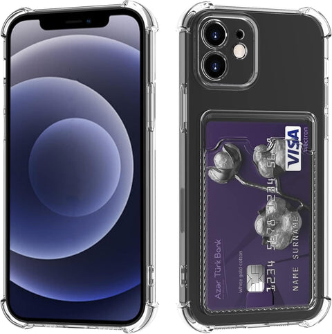 Case Compatible with iphone 12 Wallet Clear Case with Card Slot Soft TPU Bumper Slim Protective Cover with Card Holder Cute Card Holder Slim Fit Protective Phone Cover (iphone 12)