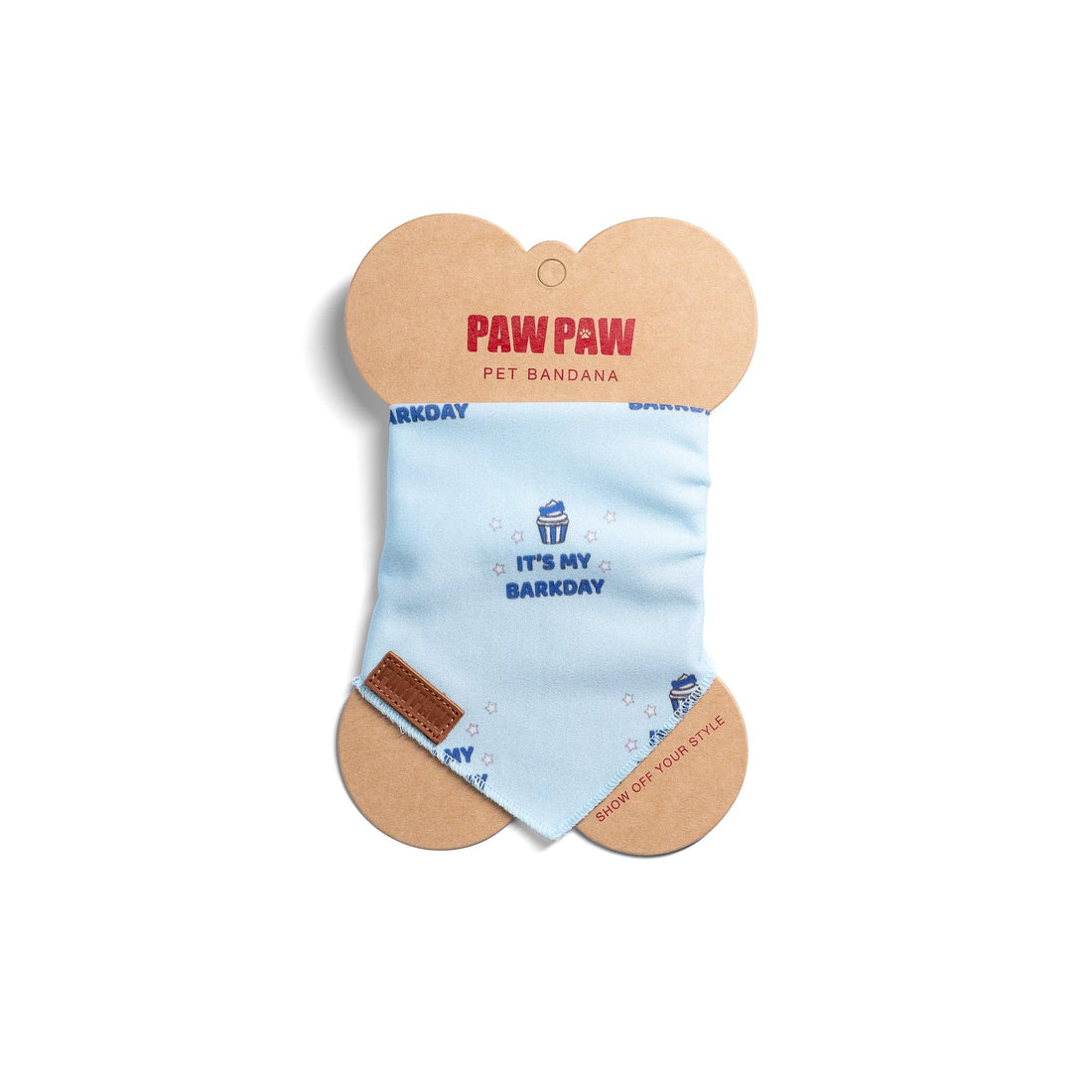 PAWPAW It's My Barkday Cotton Pet Bandana Medium Blue
