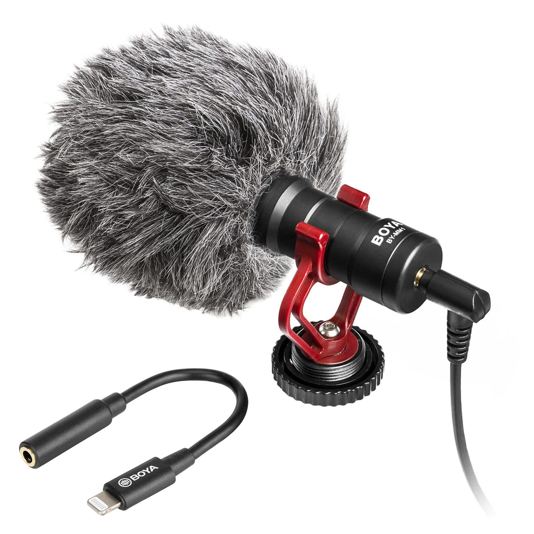 BOYA by-MM1 On Camera Shotgun Microphone with Lightning iPhone Dongle, Video Camera Microphone for iPhone iPad DSLR Video Recording Vlog Podcast Streaming