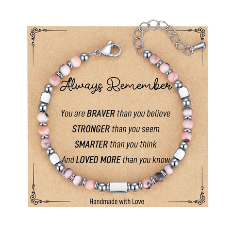 AryaHozel Gifts for Teen Girls/Kids, Easter Basket Stuffers for Teens, Tiny Gemstone Beaded Bracelets Teenage Teen Girl Gifts Trendy Stuff with Inspirational Card