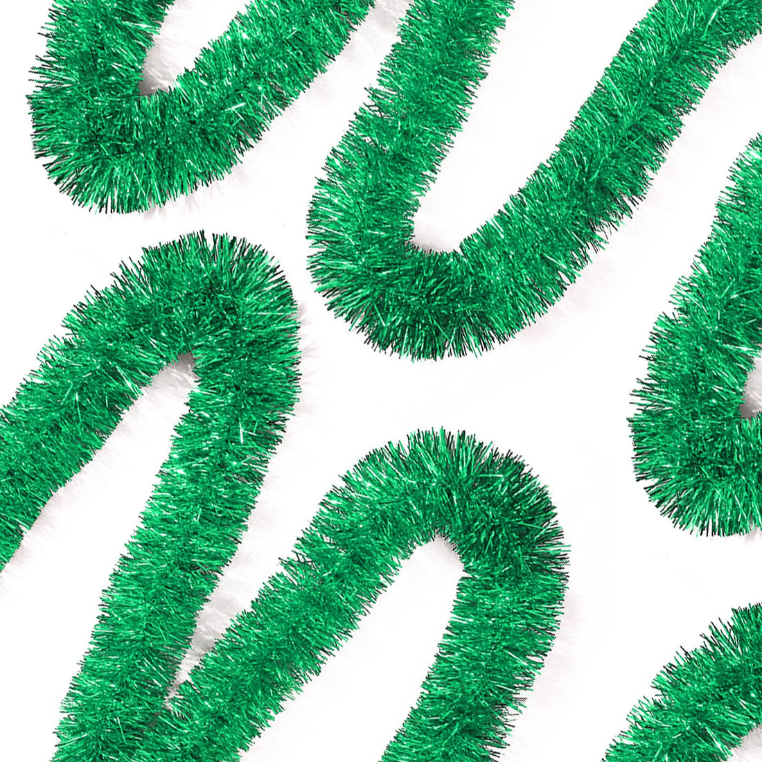 Wonka Ohiyoo 50 Feet Green Tinsel Garland Christmas Foil Tinsel Garland Decoration Metallic Banner Wall Hanging Tinsel Streamers Garland for Christmas Tree Birthday Party Decorations (3.54" x 50', Gre