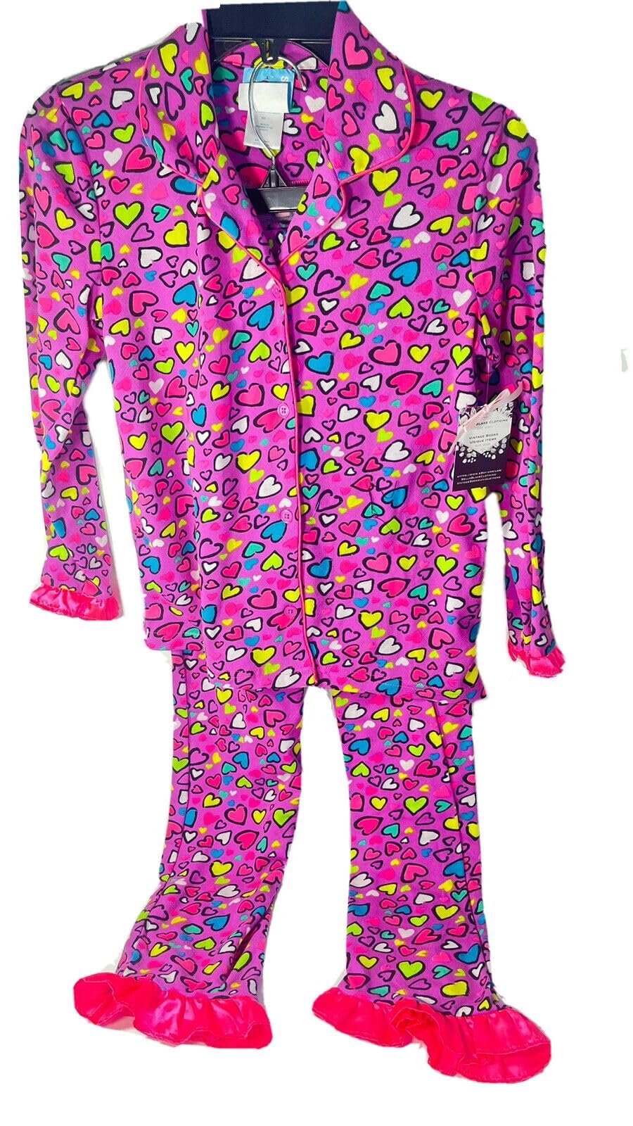 Next Store Girls Pajamas Costume - Pink Hearts - Warm and Cozy Sleepwear for Valentine's Day 4-5 Years