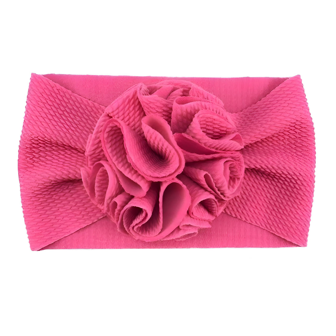 Floral Baby Headband - Soft nylon stretchy headband featuring a delicate flower accent, perfect for newborns, breathable, gentle on skin, adjustable fit, vibrant colors to match any outfit. (pink)