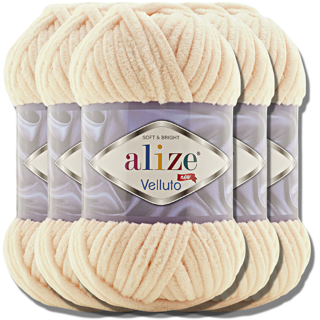 Hobby YARN Alize Velluto 5 x 100 g Turkish Knitting Wool, Super Bulky Wool for Crocheting, Plain Colour Baby Wool, Fluffy Yarn, Felting Wool, Cuddly Wool (Honey 310)