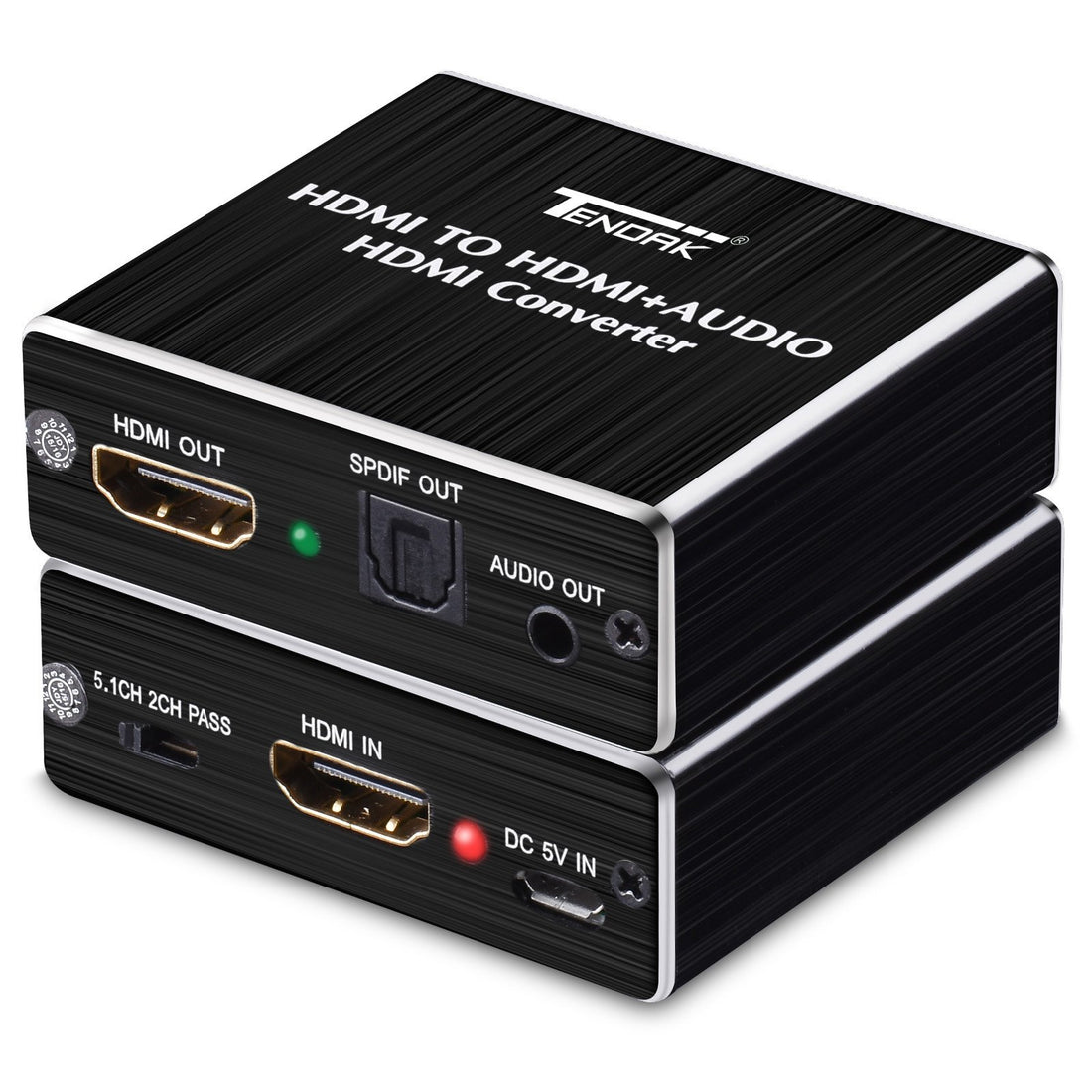 Tendak HDMI Audio Extractor, HDMI Audio Splitter 4K HDMI to HDMI SPDIF TOSLINK Optical and 3.5 mm Stereo Audio Converter Adapter HDMI 1.4 for Blue-Ray Player PC PS4