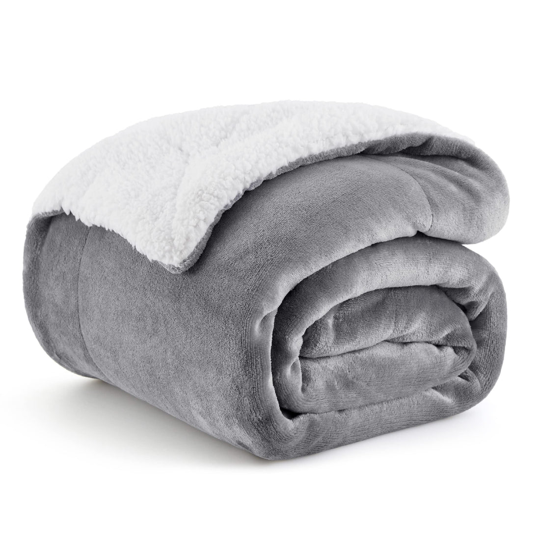 Bedsure Sherpa Fleece Throw Blankets Grey - Fluffy Blanket Plush Throws Fuzzy Soft Blanket for Bed Couch Sofa Warm Cozy Thick Blanket for Winter