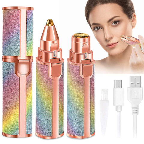 ONCHA Eyebrow Trimmer & Facial Hair Remover for Women, 2 in 1 Rechargeable Eyebrow Razor Remover & Facial Hair Razor Epilator Face Hair Removal with Built-in LED Light for Lips Nose Body