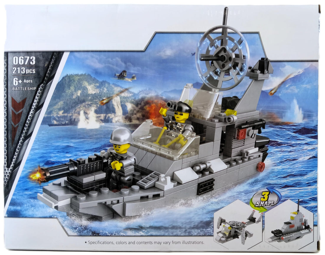 Building blocks Toy, Army Boat, for kids +6 ages, 213 pcs
