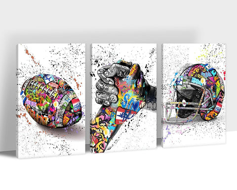 Graffiti Wall Art - Sports Canvas Art Graffiti, 3 Pieces Colorful Graffiti Canvas Prints for Bedroom Decor, Pop Art Pictures Wall Decor, Street Graffiti Poster Framed Artwork for Home Decor 12x18x3Pcs