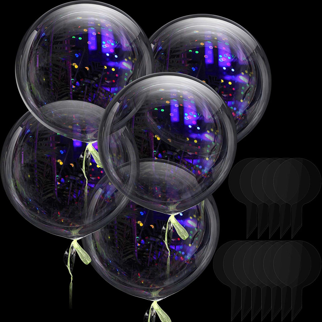 Jumbo Bobo Balloons with 12 Clear Round Reusable Transparent Bubble Plastic for Wedding, Birthday, Halloween, Christmas Party Decoration (15.75 Inches)
