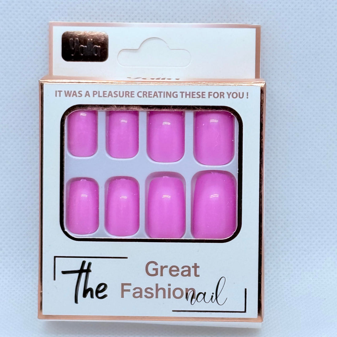 Short Square Press On Nails for Women – Luxury Fake Nails Set, Pink, Dark Beige, Black, Café, Dark Red, Purple, Kashmir, White & Brown, Salon Finish Look (Pink)