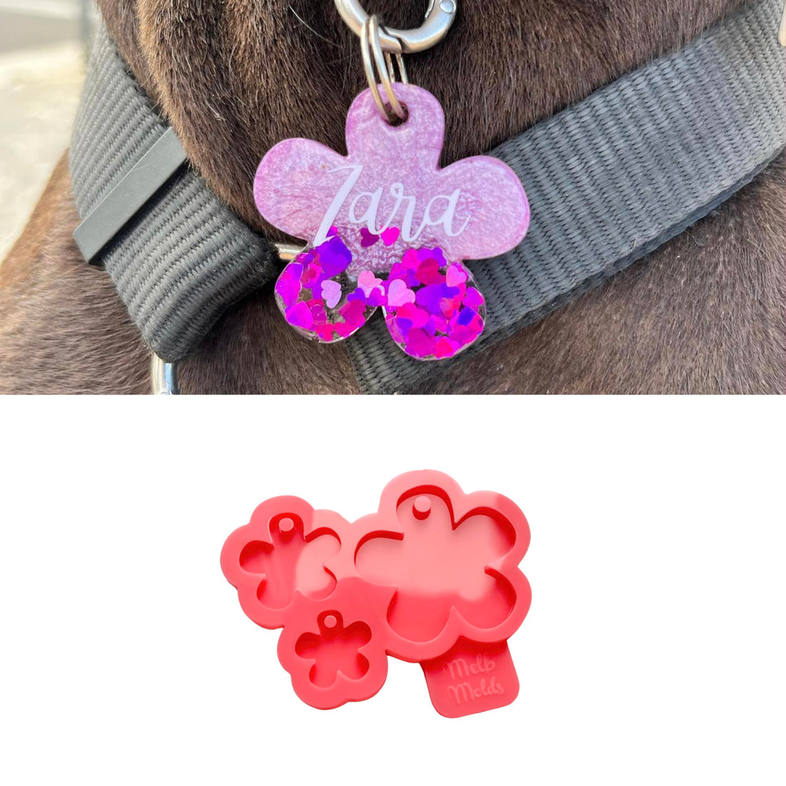 3 Sizes Five Petal Rose Silicone Mold for Resin Epoxy – for Making Pink Key Charms, Medals, Earrings, DIY Accessories – by MelbMolds