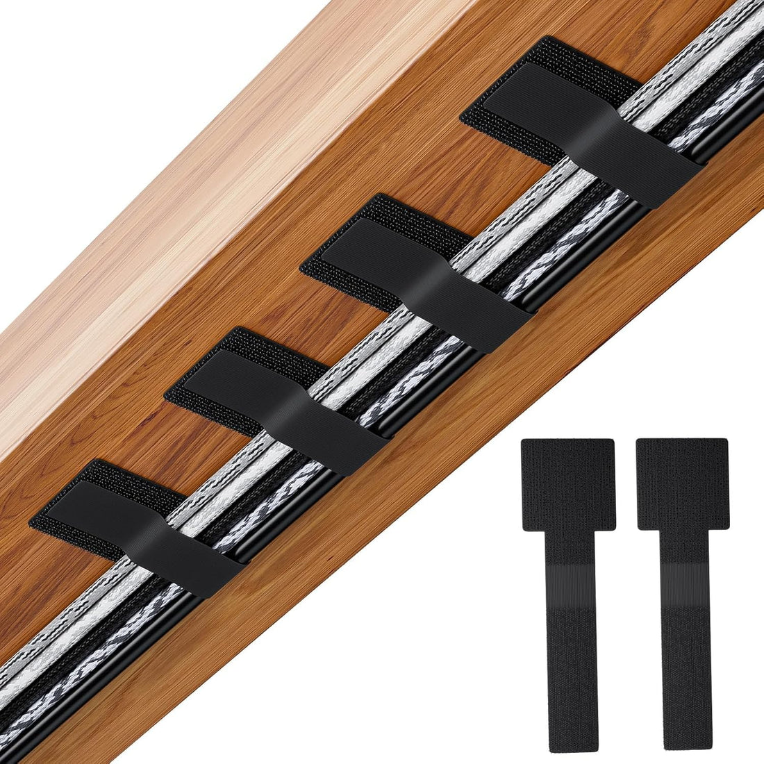 Cable Management Under Desk,60PCS Hook and Loop Cable Straps, Self Adhesive Ties, Reusable Wire Organizers for Cords, Adjustable Cord Organizers for Desk, Home Office Essentials (Black)