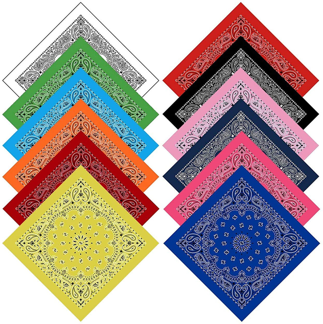 IVYRISE 12 Pack Cotton Bandana Head Wrap 12Inch, Unisex Bandanas Face Protecction for Women Men