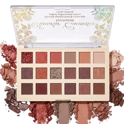 18 Colors Nude Pink Gold Brown Basics Eyeshadow Palette,Matte Nude Neutral Naked Eye Shadow Makeup,Long Lasting Waterproof,Great for Travel Gift Kit