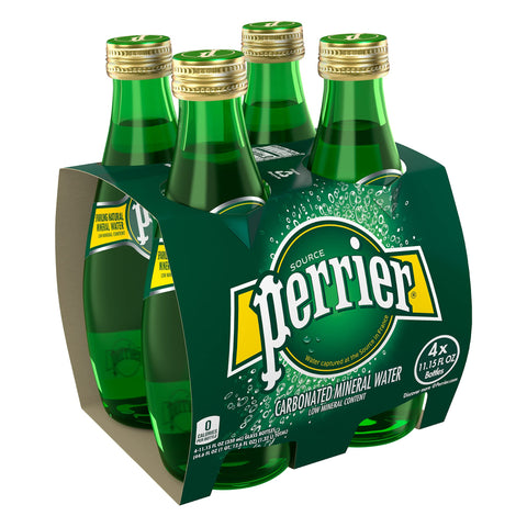 Perrier Sparkling Mineral Water Regular Glass Bottle, 4 x 330 ml