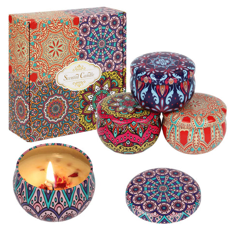 Petal Scented Candles Gifts Set for Women 4 Pack, Aromatherapy Soy Candles for Home Scented, Candles Set Lavender Rose for Bath Yoga Thanksgiving Christmas Valentine's Day Mom Birthday Gifts