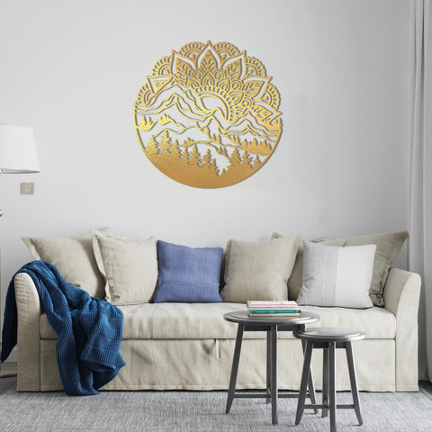 Home Gallery mountain View Wood Wall art 80x80 Gold