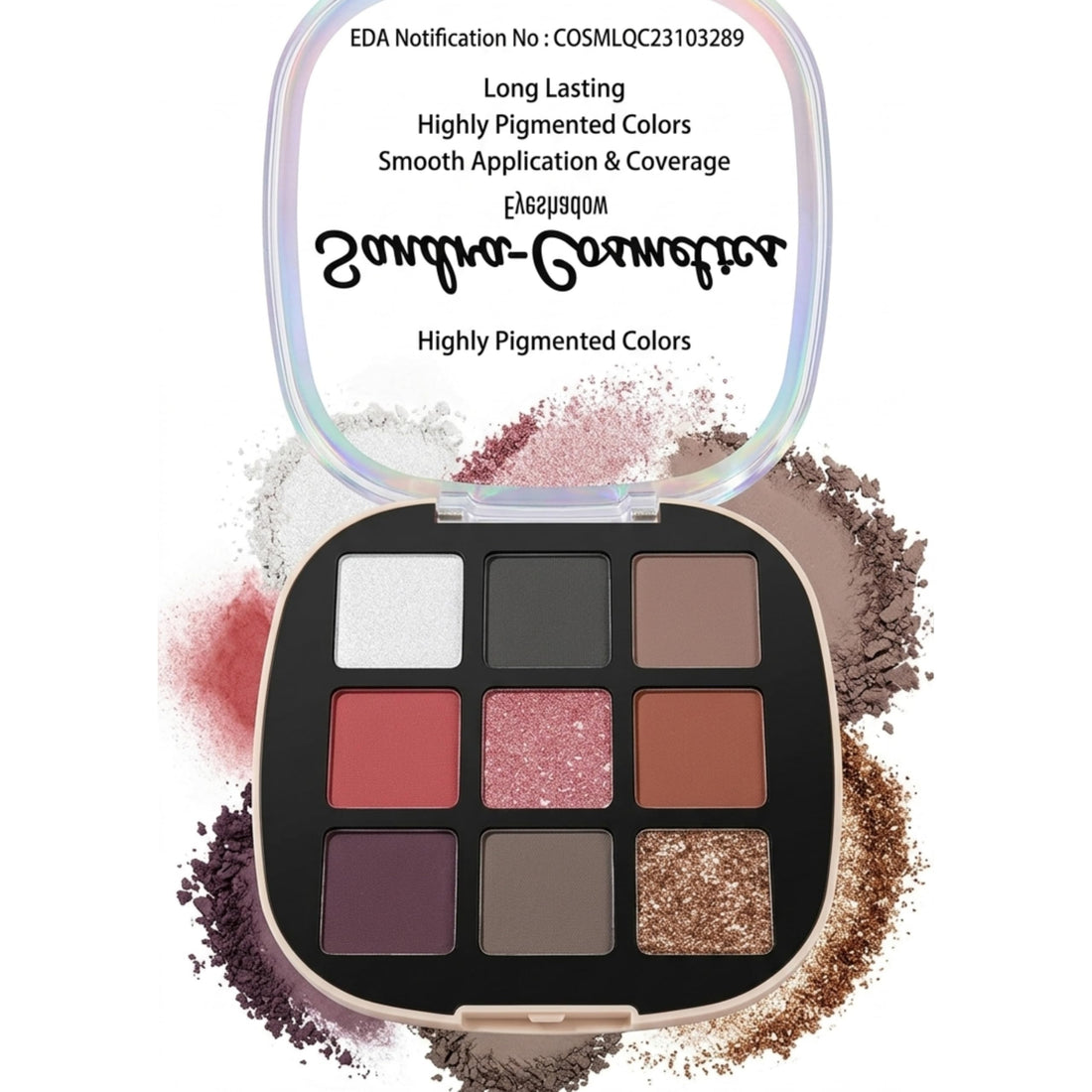 Highly Pigmented Eye Makeup Palette, Matte Shimmer Metallic Eyeshadow Pallet Long Lasting Blendable Natural Colors Make Up Eye Shadows Cosmetics Gift Kit 9 color