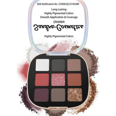 Highly Pigmented Eye Makeup Palette, Matte Shimmer Metallic Eyeshadow Pallet Long Lasting Blendable Natural Colors Make Up Eye Shadows Cosmetics Gift Kit 9 color
