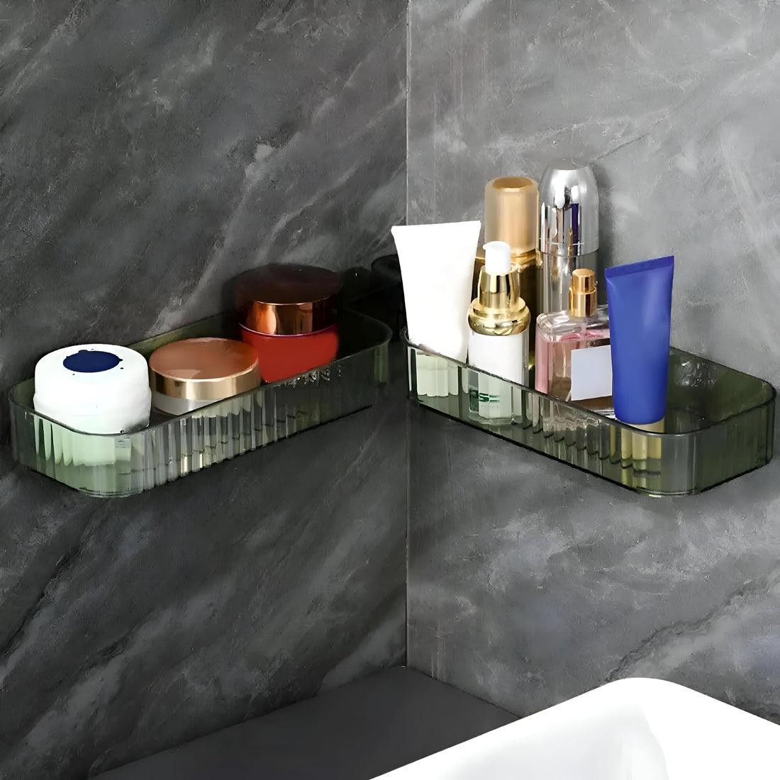 Imported Pure Acrylic Corner Shelf (Crystal) Movable Folding Shampoo Bottle Holder Perfume Makeup Rack Can Also Be Used In Kitchen As Spice Rack