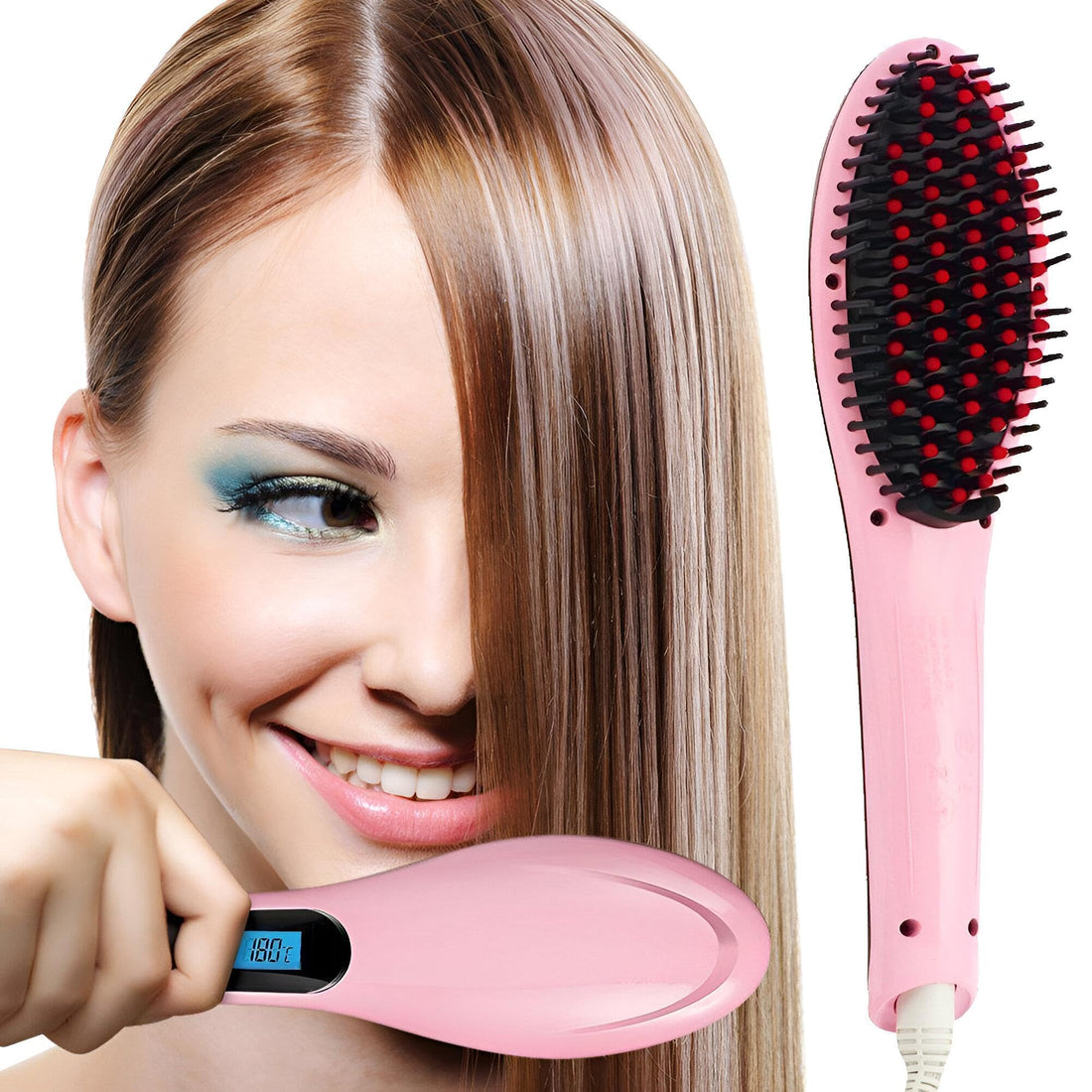 Professional Hair Straightener - Discover the secret to smooth and frizz-free hair with the advanced ceramic hair straightener brush designed for women with LCD screen for precise temperature control.