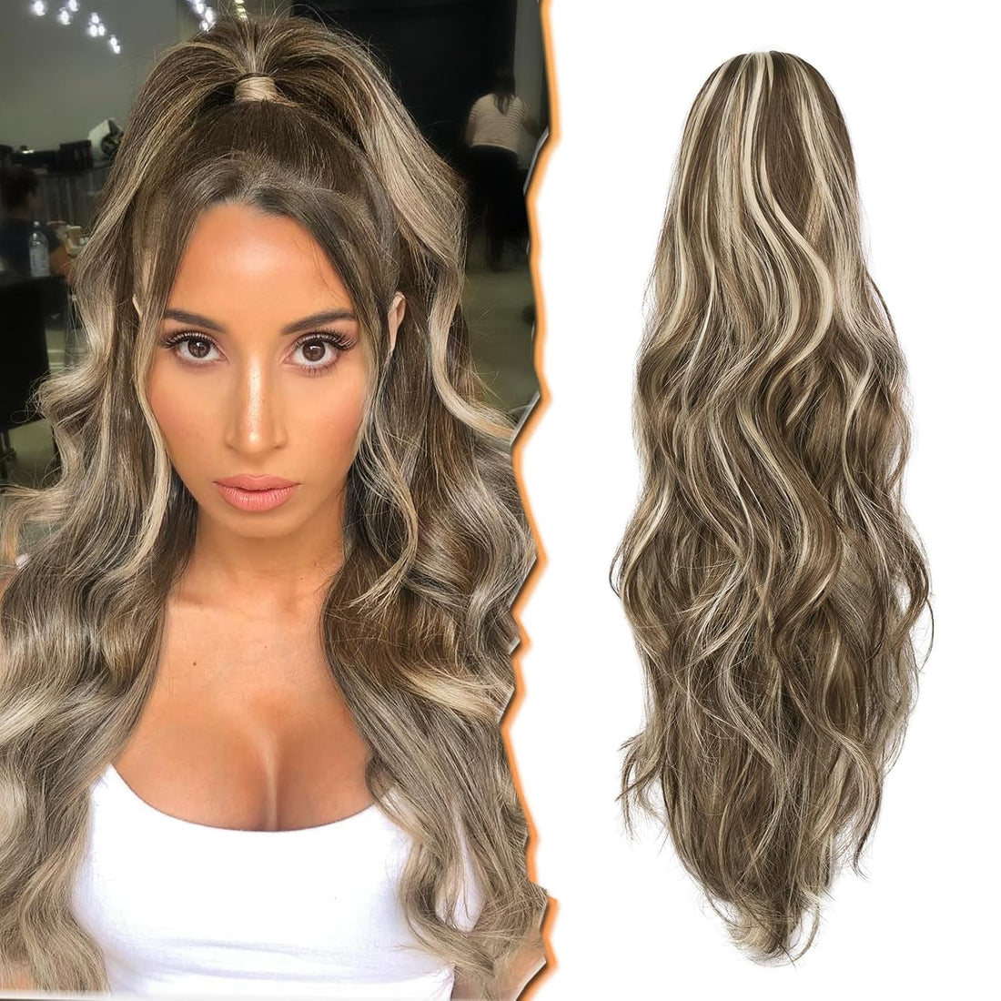 Ponytail Extension, Claw Clip Ponytail Extension 40 TO 45 - Curly Clip in Pony Tails Hair Extensions Synthetic Layered Fluffy Hairpieces for Women (SHT-10/85)