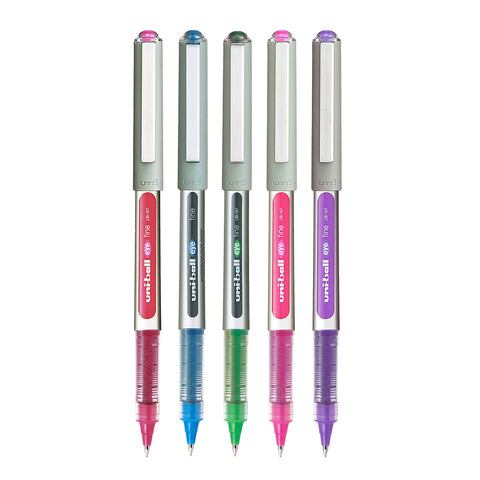 UNI-BALL Eye UB157 0.7mm Roller Ball Pen | Blue, Green, Violet & Wine Red Ink, Pack of 5