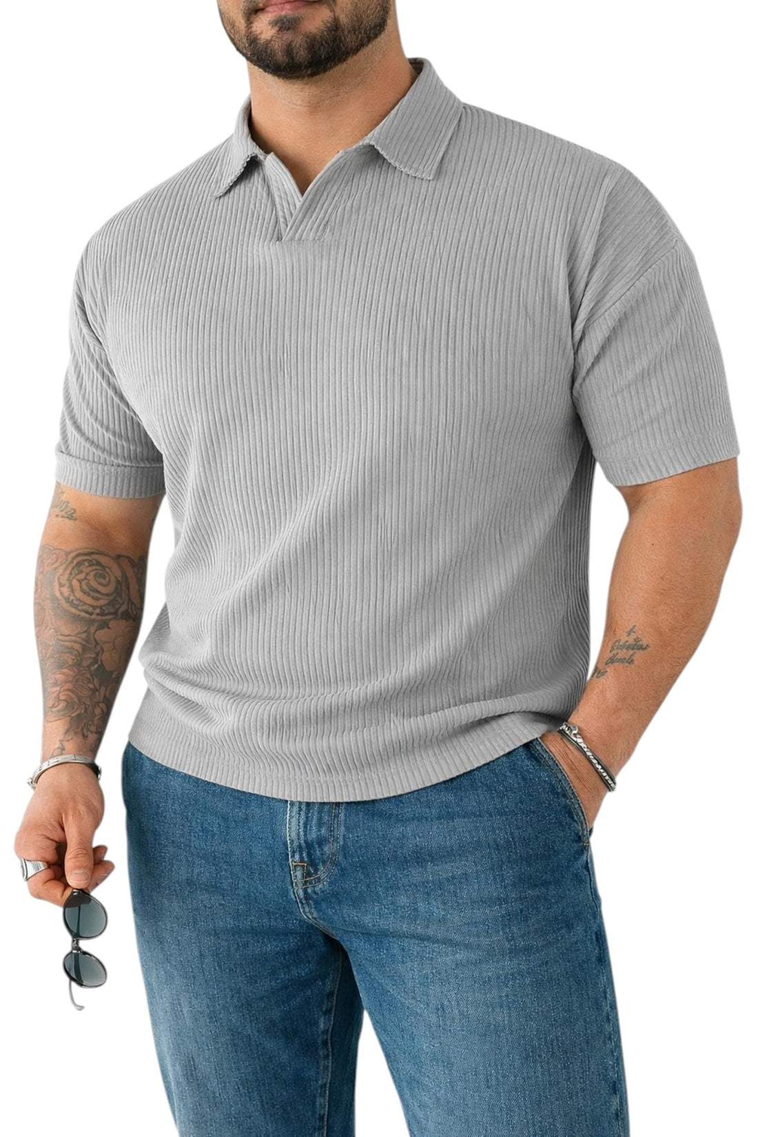 Miza Men's Classic Collar Polo Shirt Soft Ribbed Cardonia Material – Comfortable and Flexible – Plus Sizes – by Miza