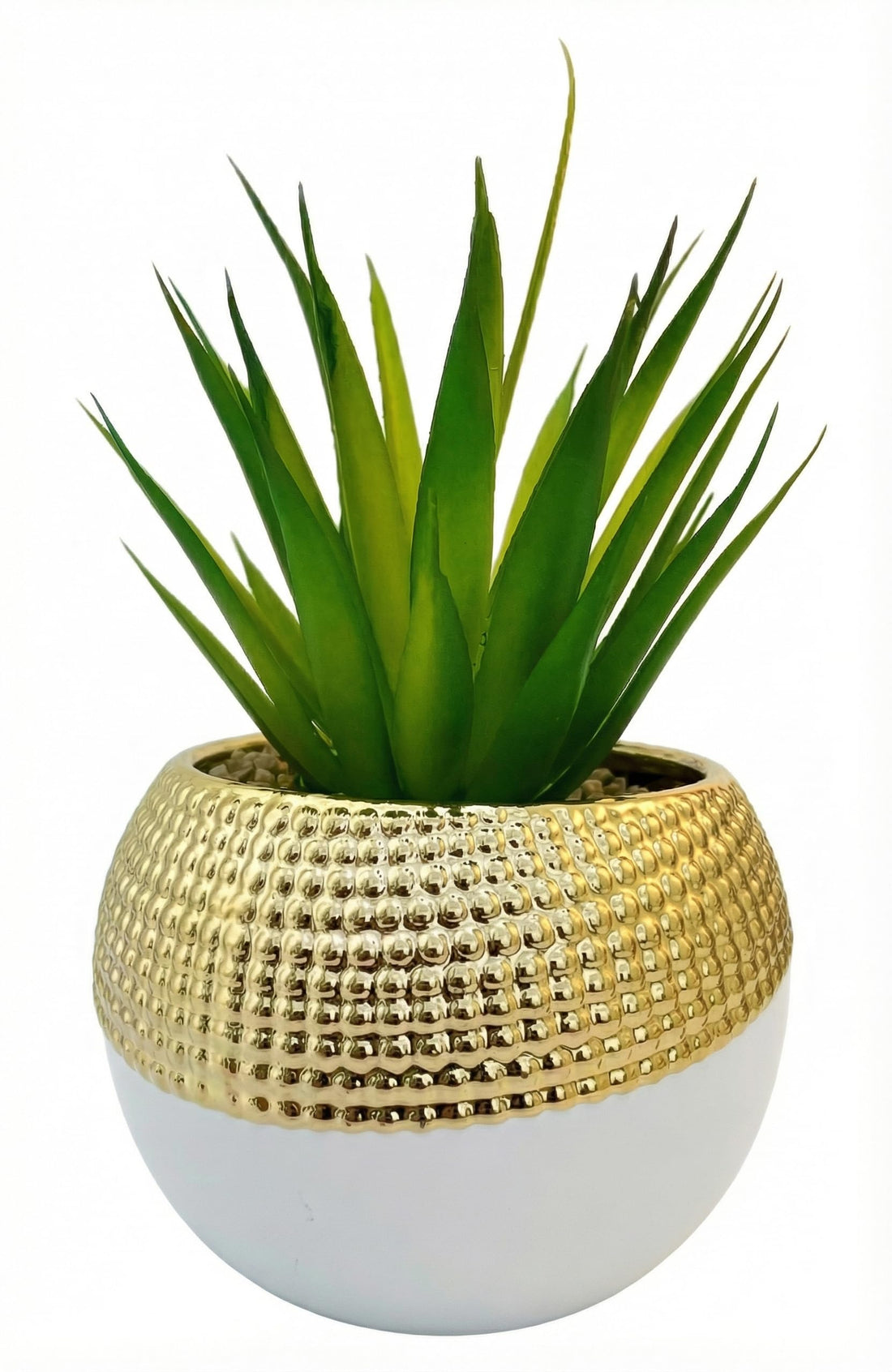 Premium Artificial Cactus Plant in Gold and White Pot – Modern Home & Office Decor, 10cm Diameter, Suitable for Table, Shelf, Desk, Bathroom, Kitchen, Natural and Elegant Shape for Decorative Plants
