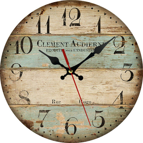 12 Inch Retro Wall Clock,Vintage Paint Boards Wall Clock,Silent Non-Ticking Battery Operated Round Vintage Wood Wall Clock,Roman Numerals Wall Clock,Decorative Hanging Wall Clock