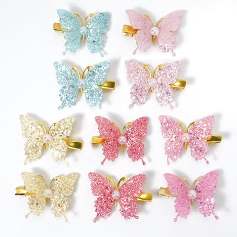 10-Pc Glitter Butterfly Hair Clips – Sparkly Hair Accessories for Women Girls, Trendy Fashion Hairpins for Spring Party, Everyday Looks Gift (A)