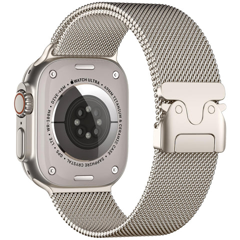 Upeak Strap Compatible with Apple Watch Ultra 2/Ultra 49mm, Stainless Steel Mesh Loop Strap with Parachute-style Buckle for Apple Watch Series 10 46mm, 9/8/7 45mm, SE2/SE/6/5/4 44mm, 3/2/1 42mm