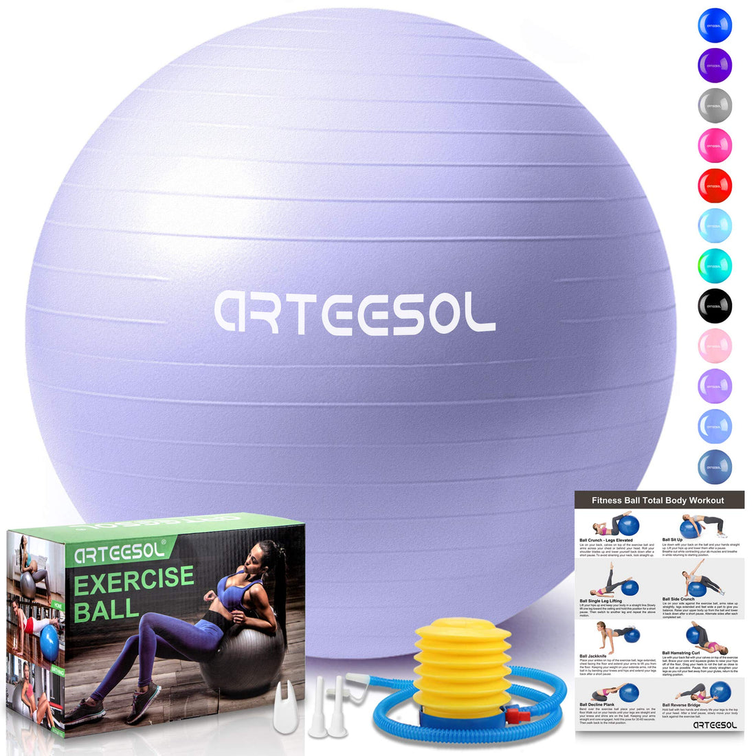 Blackace Exercise Ball, Gym Ball Anti-Burst Yoga Ball, 45cm/55cm/65cm/75cm Extra Thick Swiss Ball with Pump, for Fitness Birthing Physio Balance Pilates